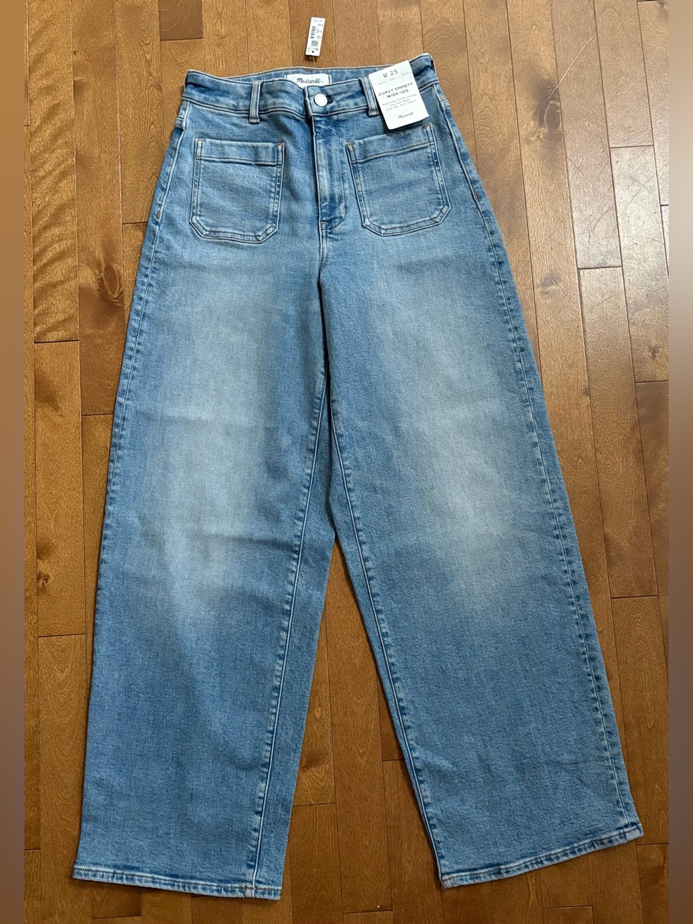 Madewell Curvy Emmett Wide-Leg Jeans Light Wash Size 25 NWT